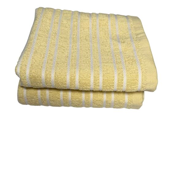 Unbranded Other - Set of 2 Yellow & White Striped Hand Towels 100% Cotton Oeko-Tex Certified NWOT